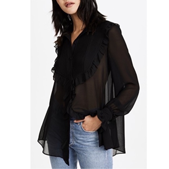 For Love & Lemons Vivi Pintuck Blouse Size Small - Picture 1 of 8